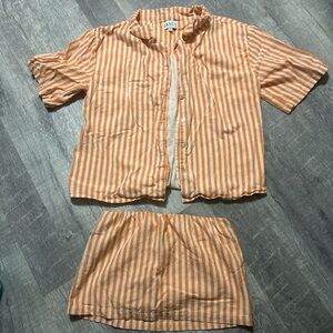 FANCY boutique Striped Orange and White Two-Piece Set